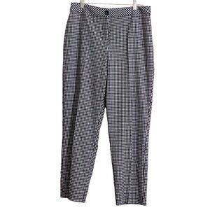 Susan Graver Weekender Pants Sz 12 Navy Blue & White Gingham Stretch High Waist